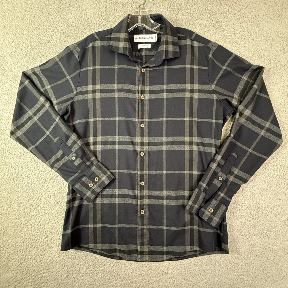 Mizzen+Main‎ Mens Large Trim Fit Plaid Button Down Long Sleeve Shirt